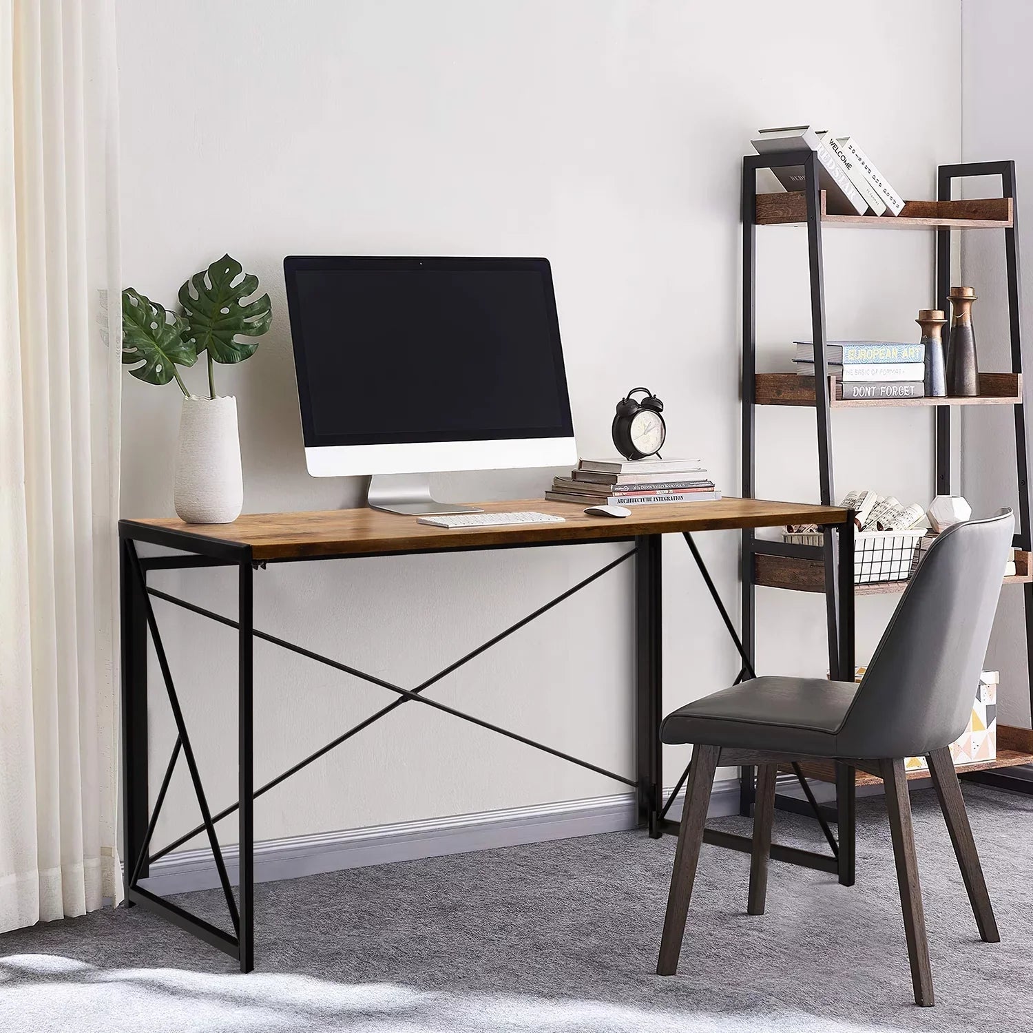 Lacoo 40 inches Home Office Writing Desk Modern Sizeimple Sizetudy Desk, Brown