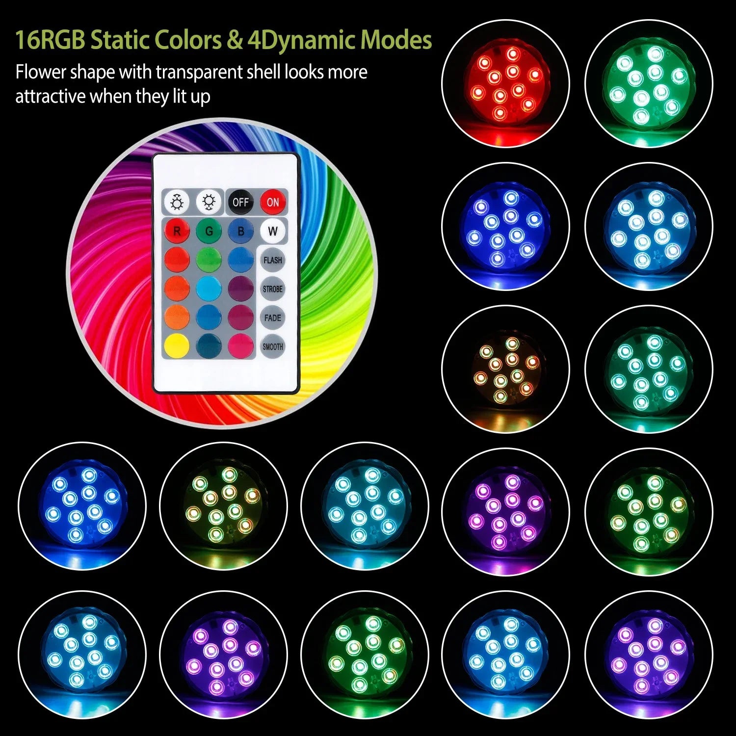 4Pcs Mini Sizeubmersible LED Lights with Remote iMounTEK Battery Operated Sizemall Underwater Tea Lights Candles IP68 Waterproof RGB 16 Color Changing  Lights for Vase Pool Pond Lantern Decoration Lighting