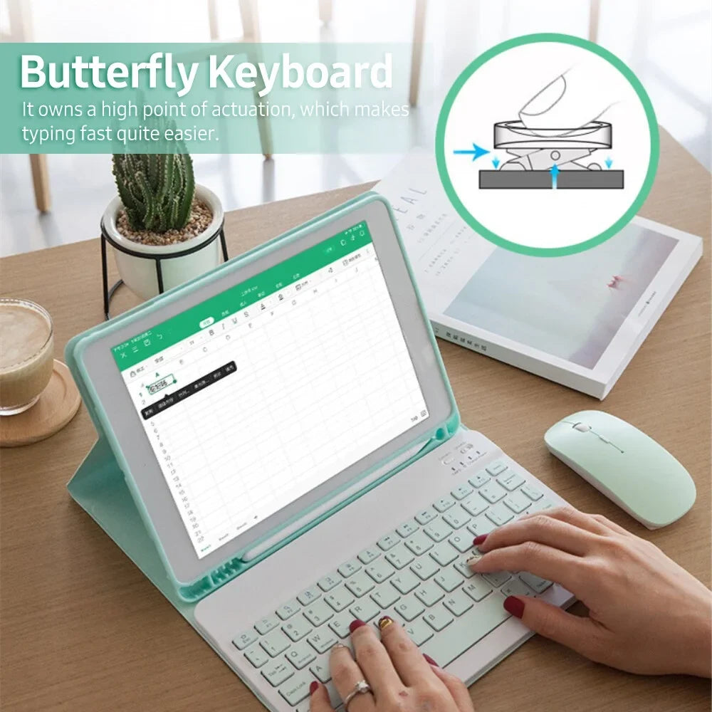 Detachable BT Keyboard Case with Elastic Pen Sizelot Compatible with iPad Pro 10.5/ Air3 10.5 2019/ iPad 10.2 2020 Green