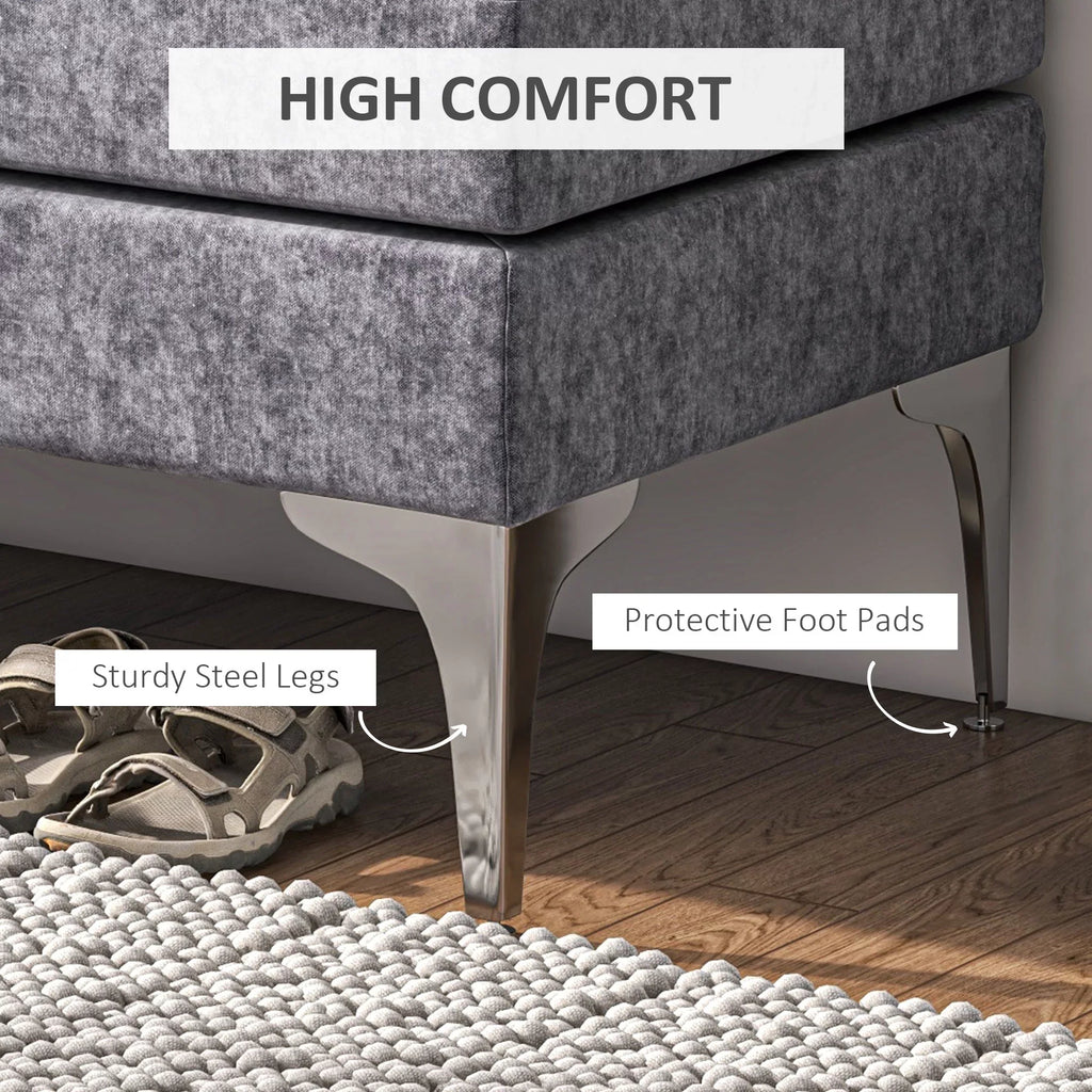 HOMCOM 48" End of Bed Bench with Sizeteel Legs, Dark Gray