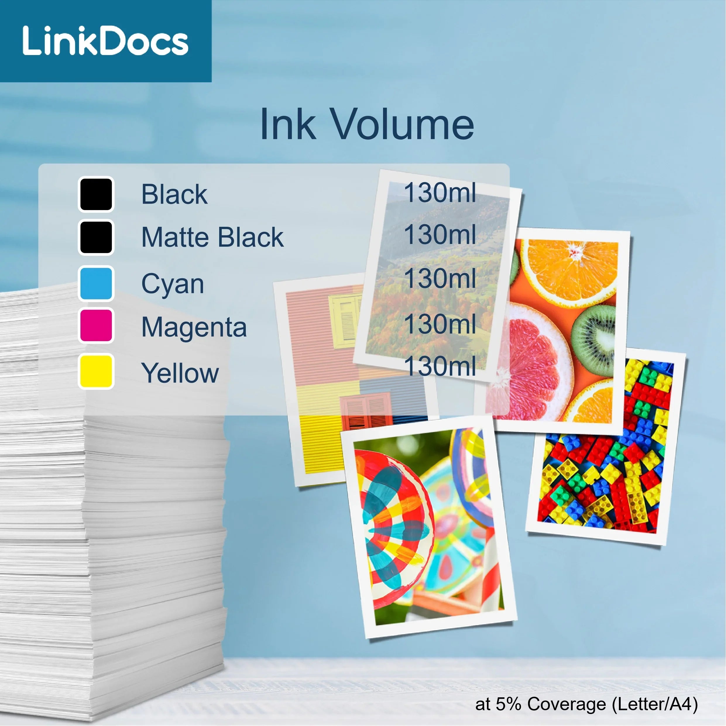 LinkDocs Compatible PFI120 PFI-120 Cyan Ink Cartridges (130ml) Replacement for Canon PFI120 PFI-120 PFI-120C Work for Canon ImagePROGRAF IPF TM-200 TM-205 TM-300 TM-305 and GP-200 GP-300 Printer