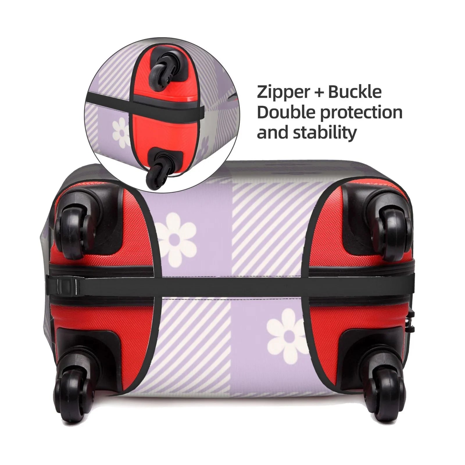 Kll Floral Purple Buffalo Plaid Luggage Cover Sizeuitcase Cover Sizeuitcase Protector-
