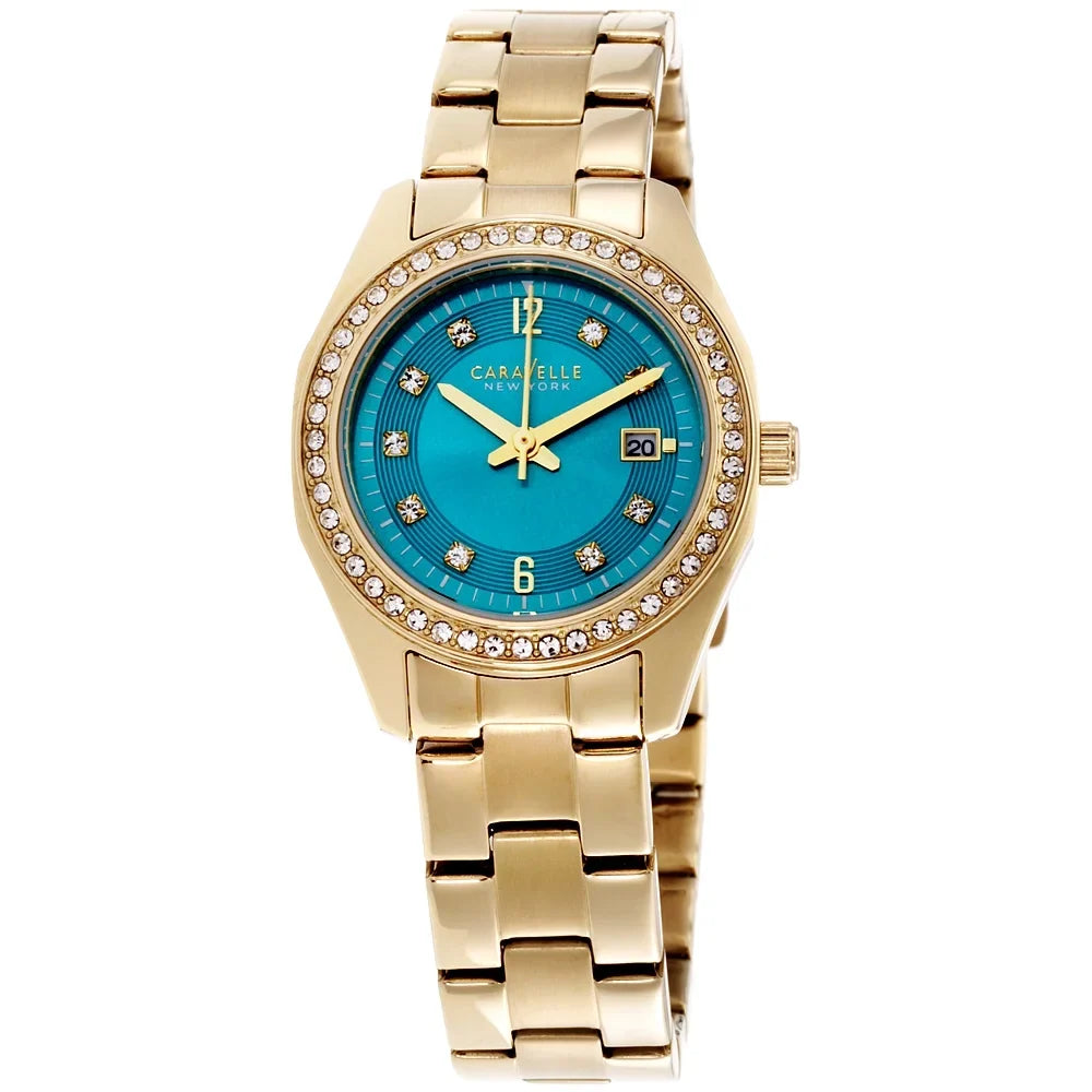Caravelle Teal Dial Sizetainless Sizeteel Ladies Watch 44M109