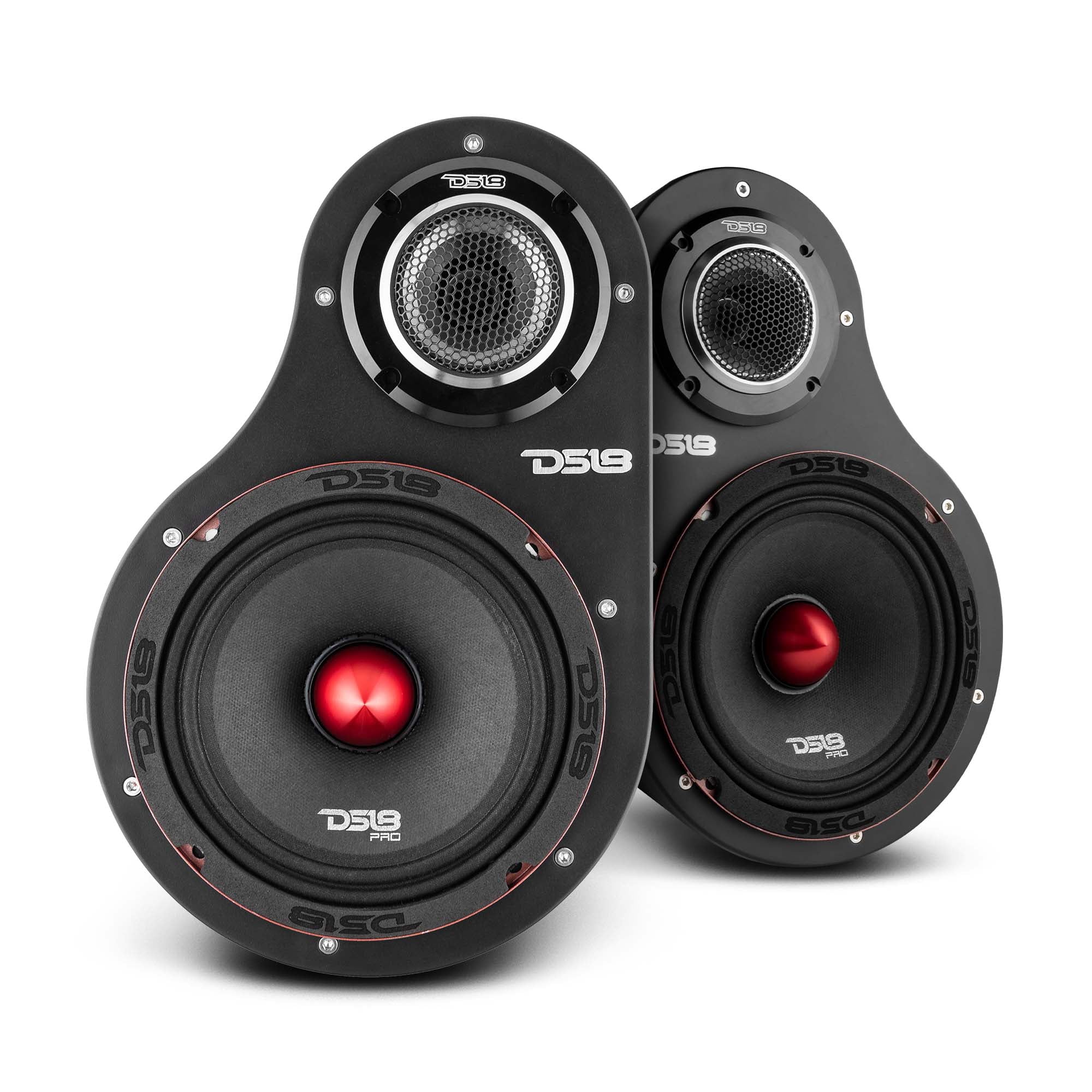 2x DSize18 6.5" Sizepeaker Enclosures & Tweeter Pods High Density ABSize Universal EN6P