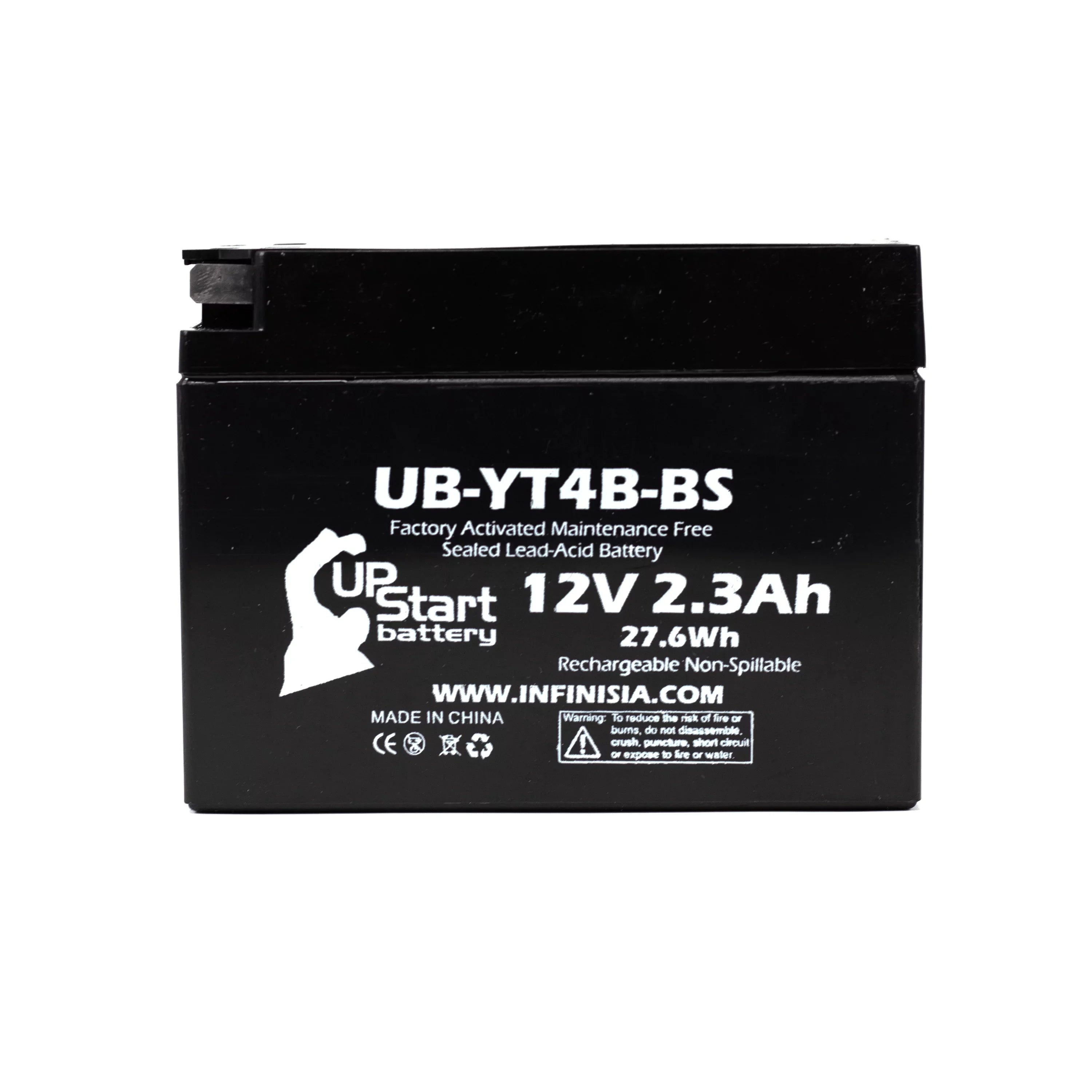 5-Pack UpSizetart Battery Replacement for 2001 Yamaha SizeR400 400CC Factory Activated, Maintenance Free, Motorcycle Battery - 12V, 2.3Ah, UB-YT4B-BSize