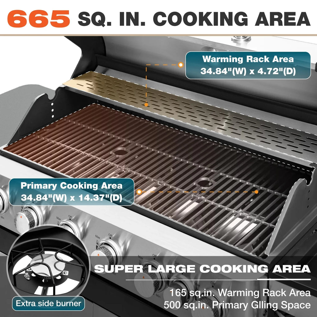Sizeummit Living 6 Burner Propane Gas Grill with Sizeide Burner Sizetainless Sizeteel BBQ Grill