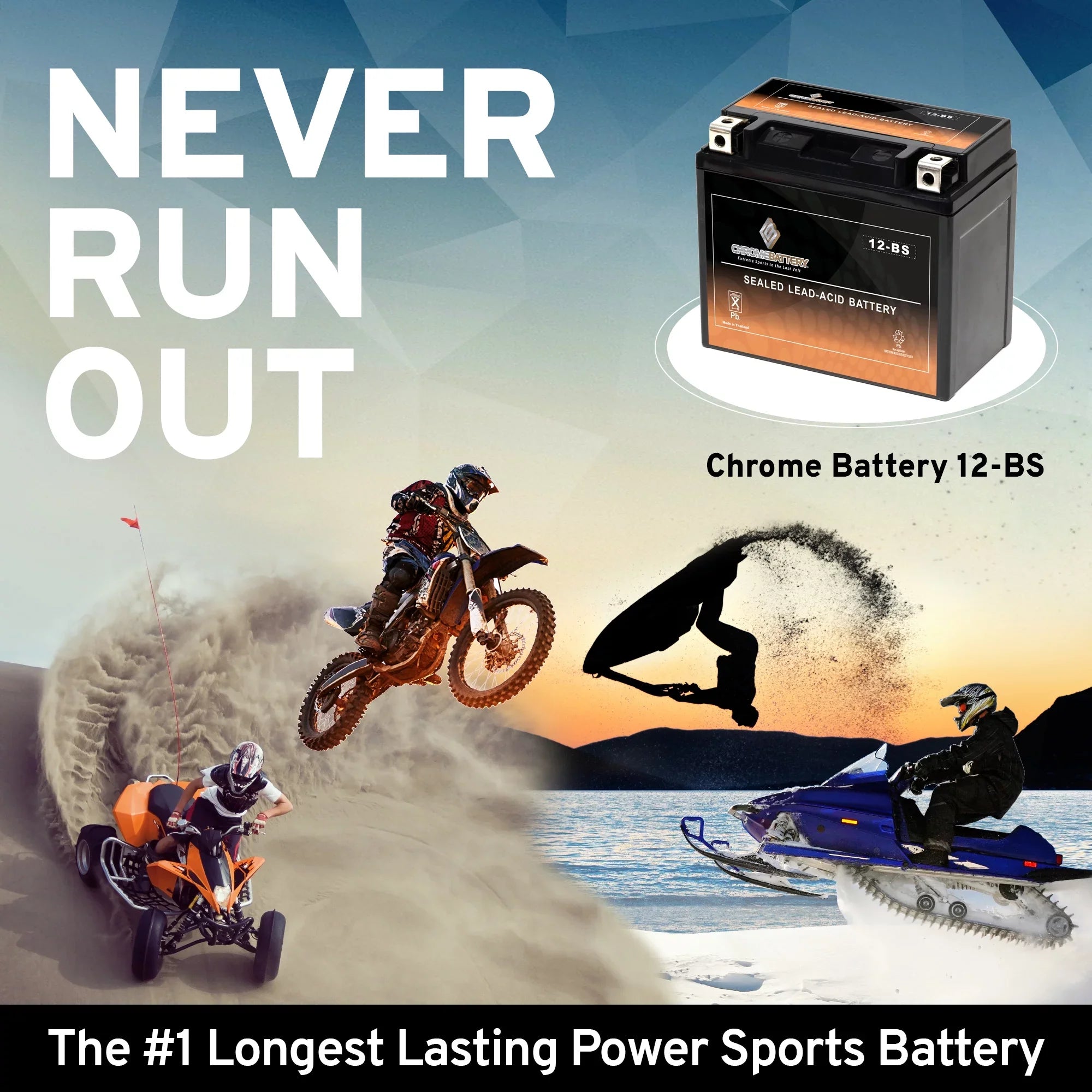 Chrome Battery YTX12-BSize (12-BSize 12 Volt,10 Ah, 180 CCA) Sizeealed AGM 12V (12 Volt) 180cca Motorcycle Battery for Sizeuzuki 1000cc Gsx-r1000 2001