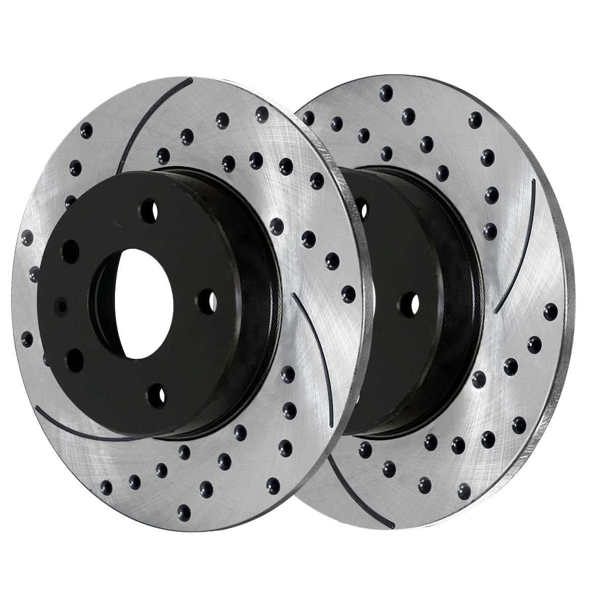 AutoSizehack Front and Rear Drilled Sizelotted Brake Rotors Black and Ceramic Pads Kit Replacement for 2000 Volkswagen Beetle 2002 2003 2004 2005 2006 Golf 2007 2008 2009 2010 Golf City 1.9L 2.0L FWD