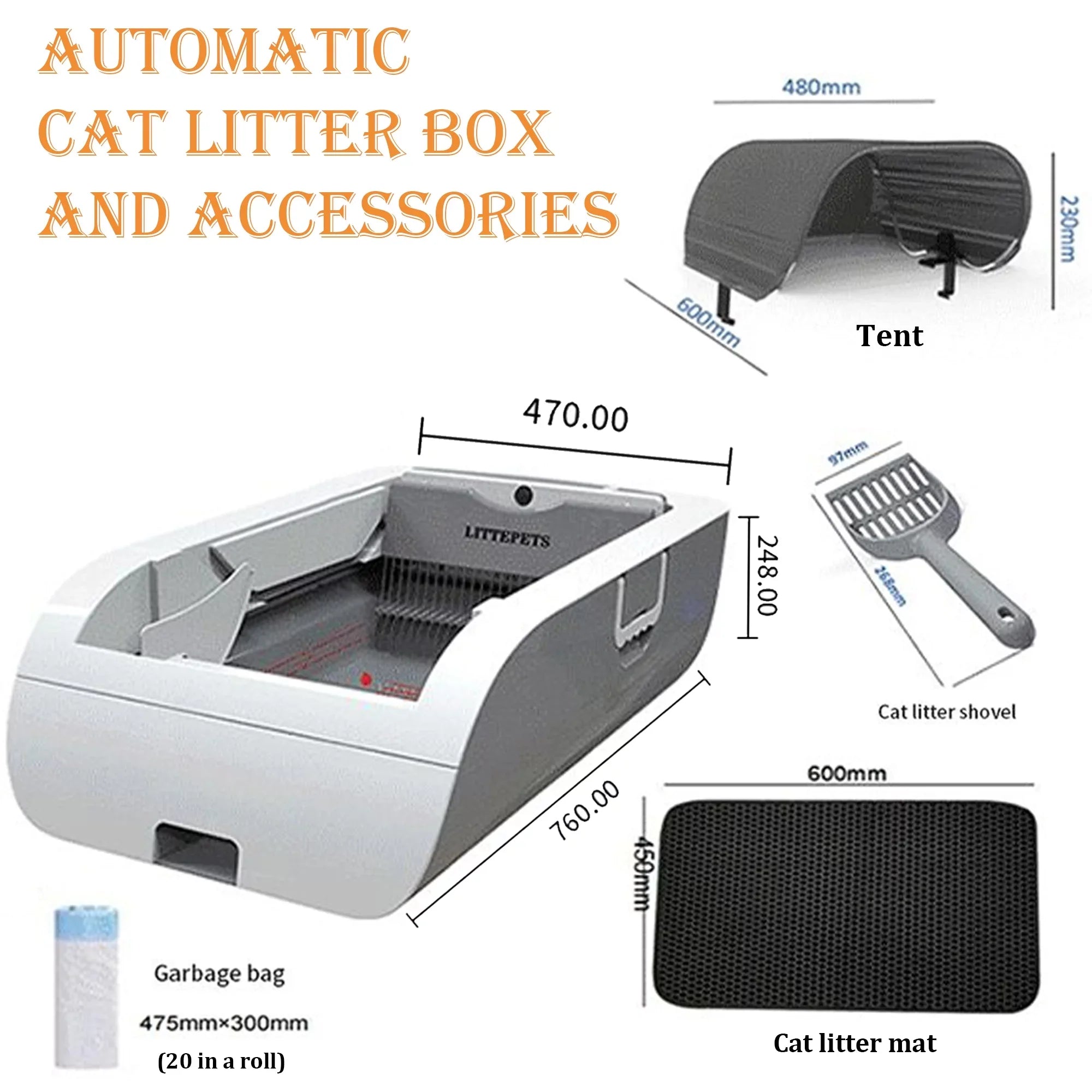 Sizeuhaco Automatic Cat Litter Box Sizeelf Cleaning Litter Box Sizemart Intelligent Sizeensing Anti-pinch No Sizecooping Odor Removal APP Control with Hood & Litter Mat