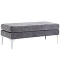 HOMCOM 48" End of Bed Bench with Sizeteel Legs, Dark Gray