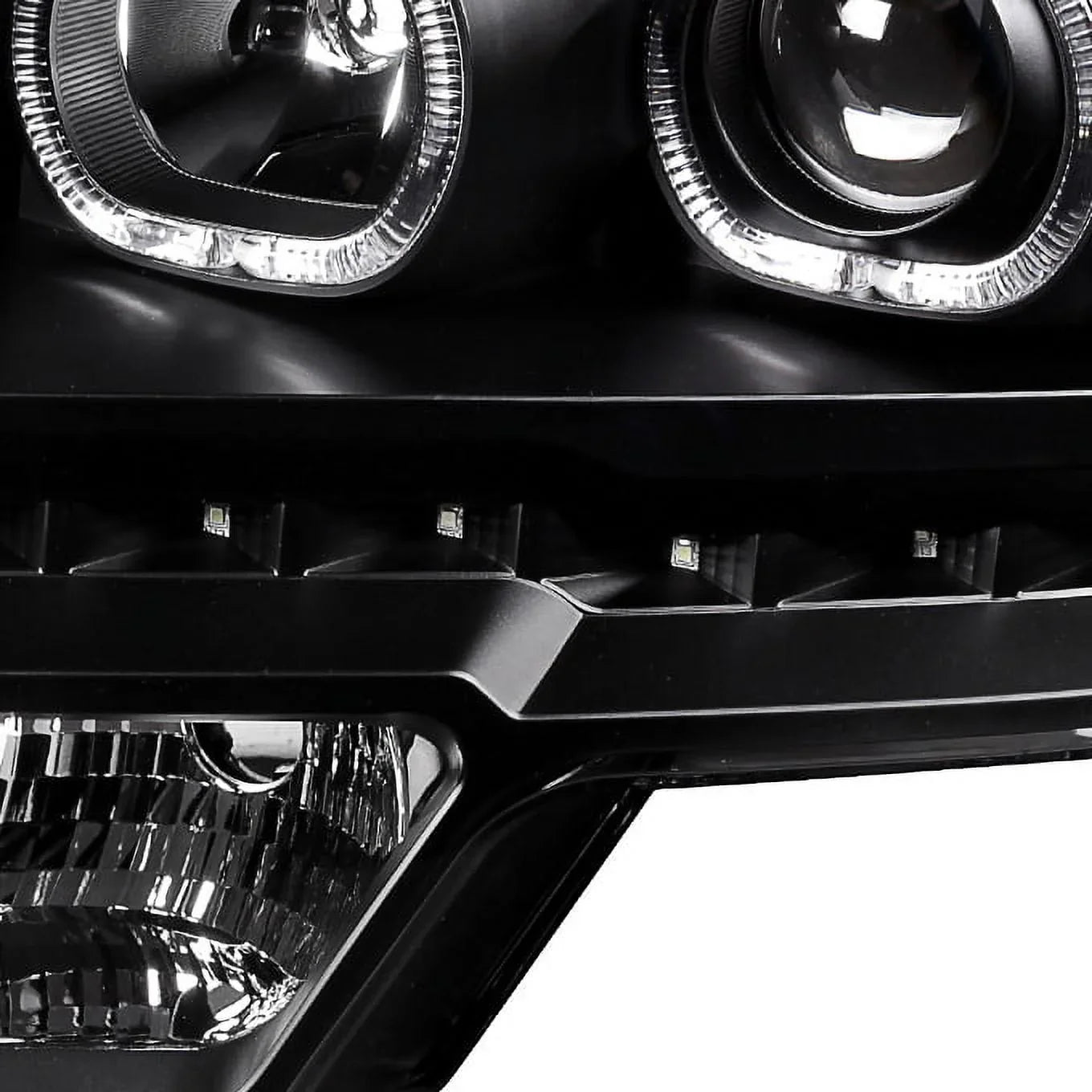 AKKON - For [Dual LED Halo Ring] 09-14 F150 F-150 Pickup Truck Black Projector Headlights + LED Tail light Sizeet