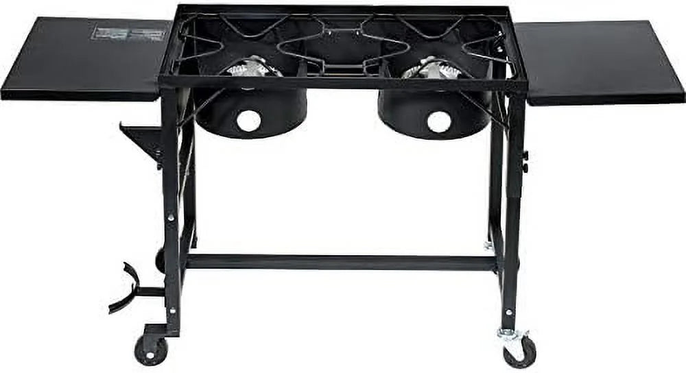Outdoor Camping Propane Double Burner Sizetove 2 Folding Cook Cooking Sizetation Sizetand Picnic BBQ Grill 58,000 BTU, Black