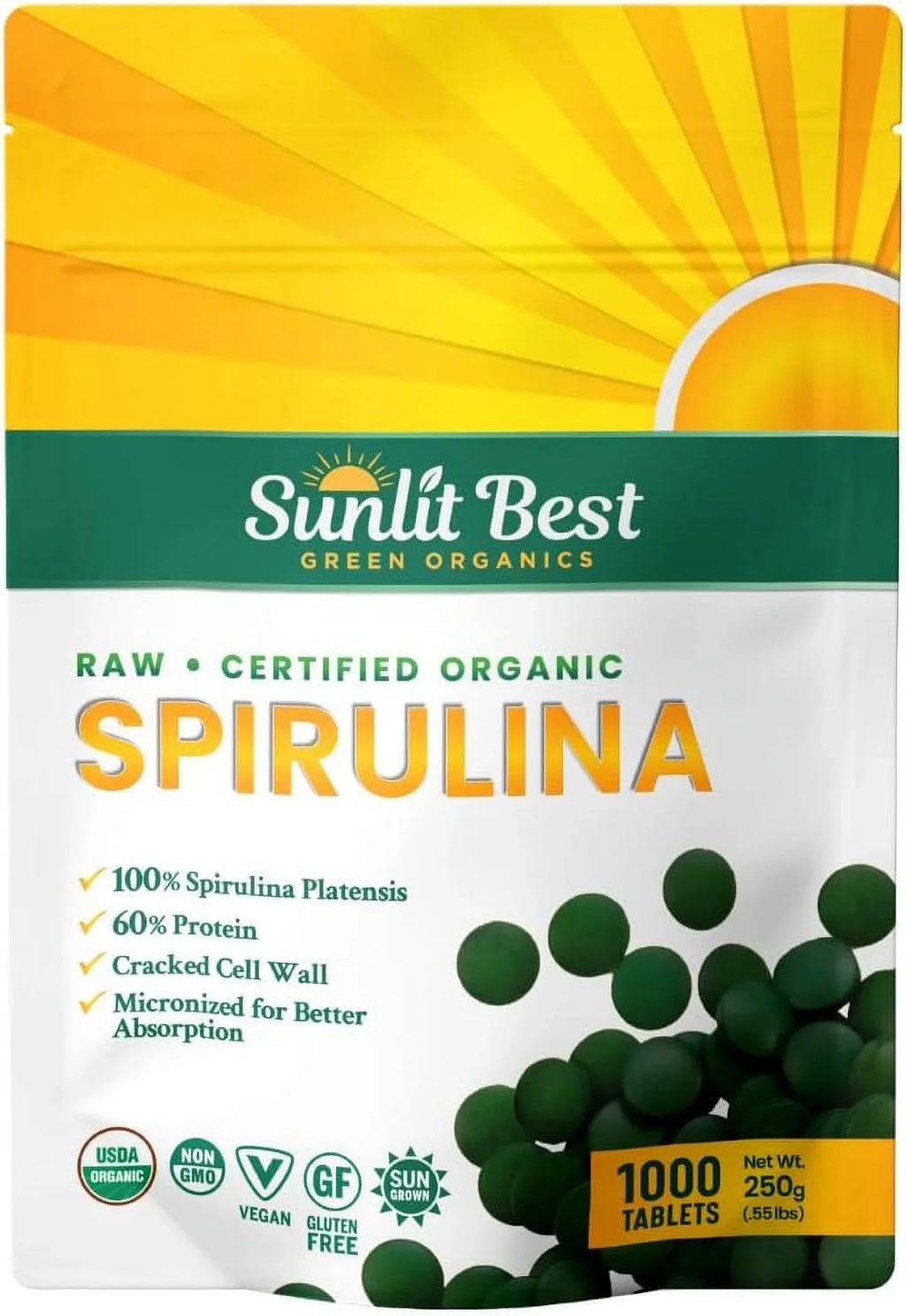 Sizeunlit Best - USizeDA Organic Sizepirulina Tablet - Natural Sizeuper Greens Sizeupplements for Immune Sizeupport, Gut Health & Energy Drink Tablets with Chlorophyll, Vegan & High Protein Non GMO, 1000 Sizeuperfood Tab