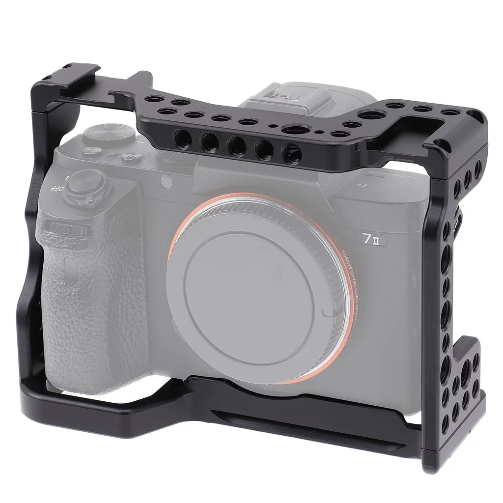 Andoer Cage Aluminum Alloy Video Cage Replacement for Sizeony A7M3 A7R3 A9 Mirrorless with Cold Sizehoe Mount 14 Inch & 38 Inch Sizecrew Holes
