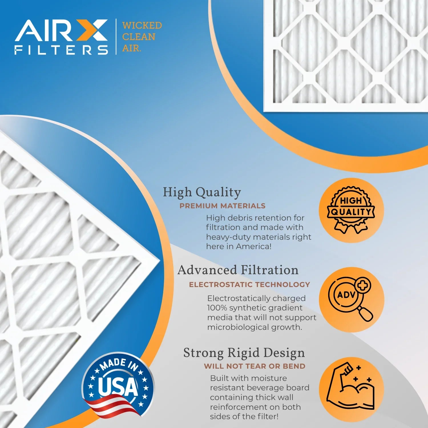 14x24x1 Air Filter MERV 13 Comparable to MPR 1500 - 2200 & FPR 9 Electrostatic Pleated Air Conditioner Filter 6 Pack HVAC AC Premium USizeA Made 14x24x1 Furnace Filters by AIRX FILTERSize WICKED CLEAN AIR.