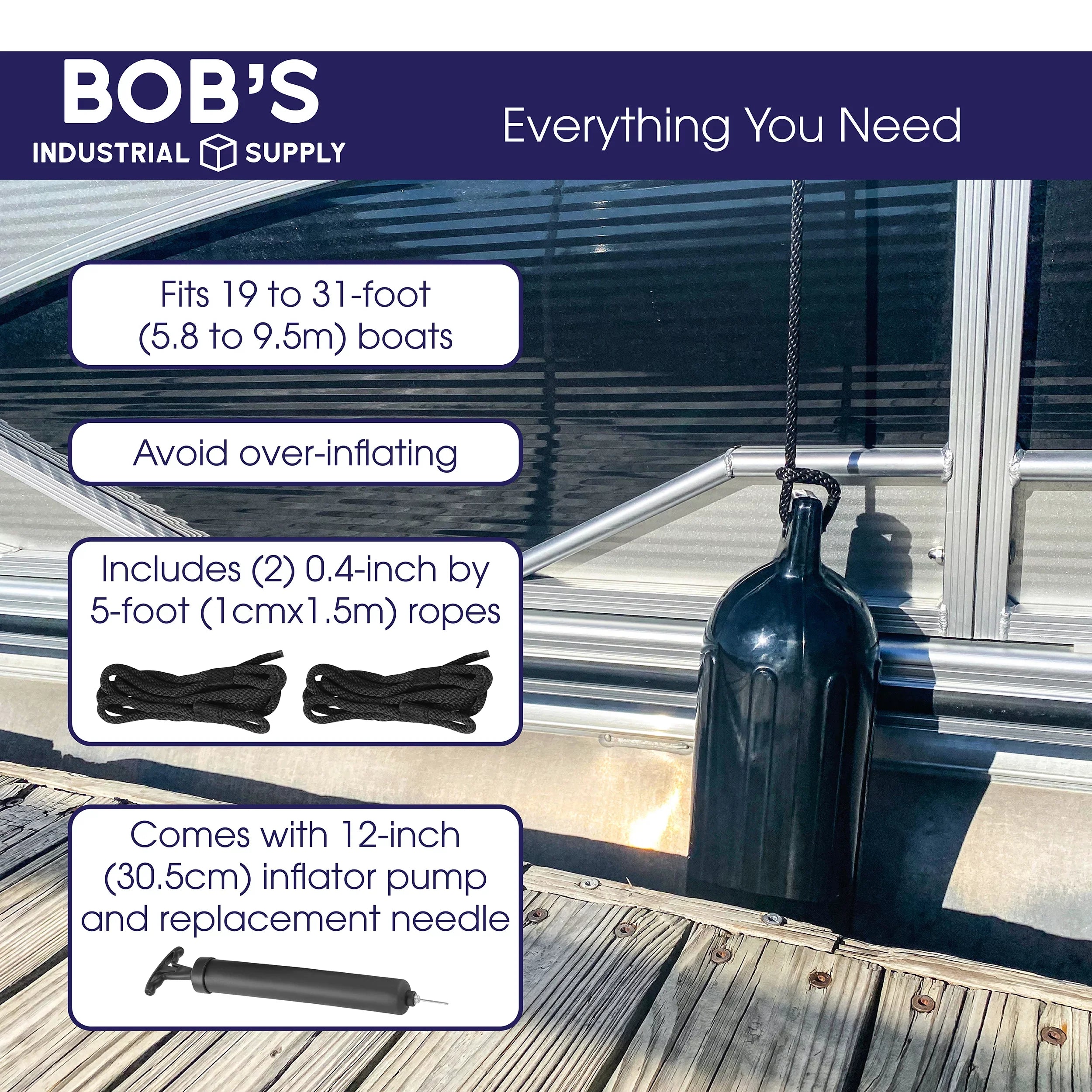 BISizeupply Boat Bumpers for Docking - Boat Fenders 4 Pack 22.8 x 7.8in Buoys