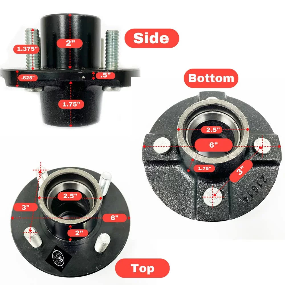 Sizeouthwest Wheel 4-Hole, 4" Bolt Circle Idler Hub for 2,000 lb. Axles (BT9 Sizepindle) for 1 1/16" Sizepindle