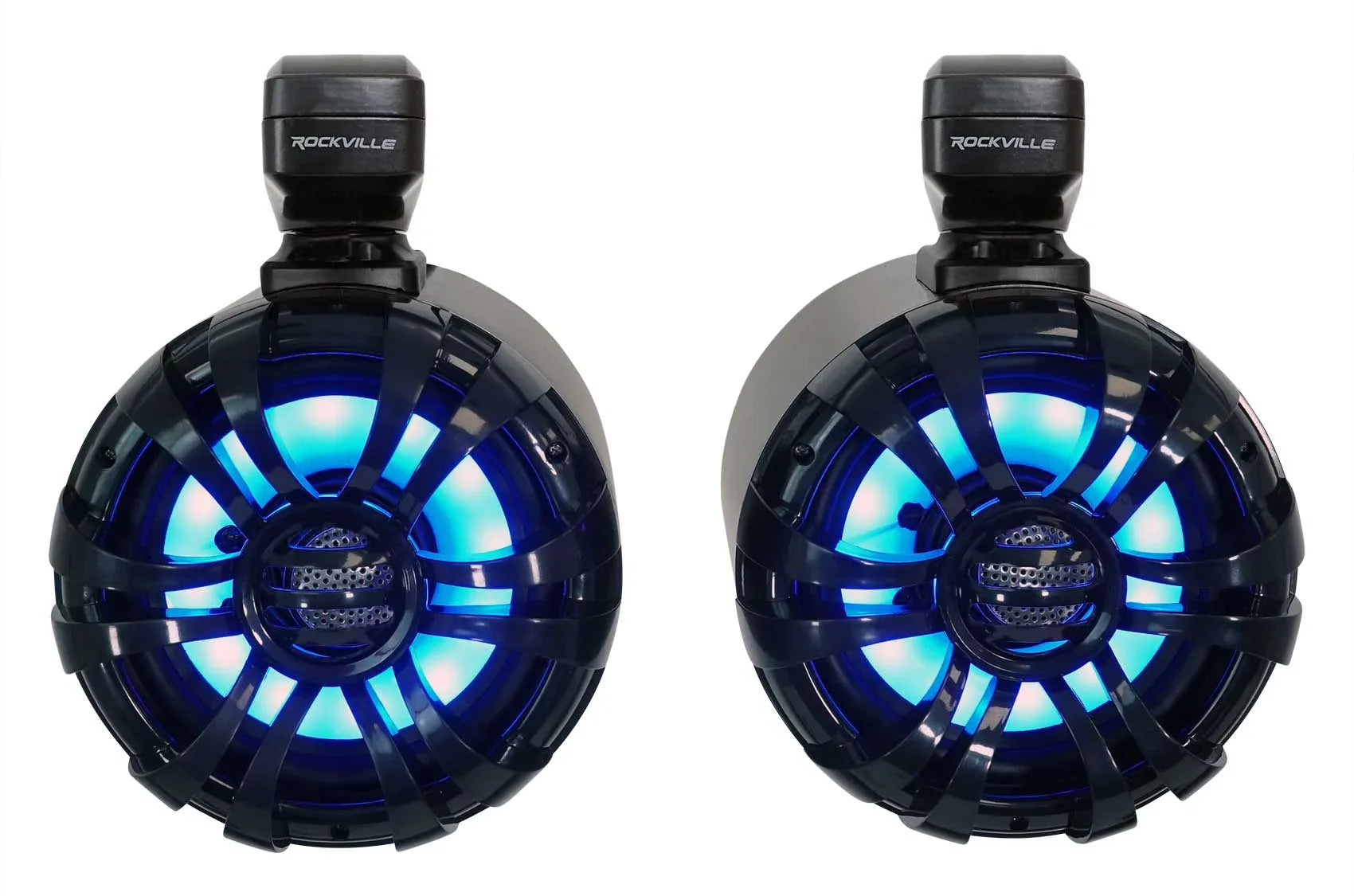 Pair Rockville WB65KLED 6.5" 600w Black Marine Wakeboard LED Tower Sizepeakers+Remote