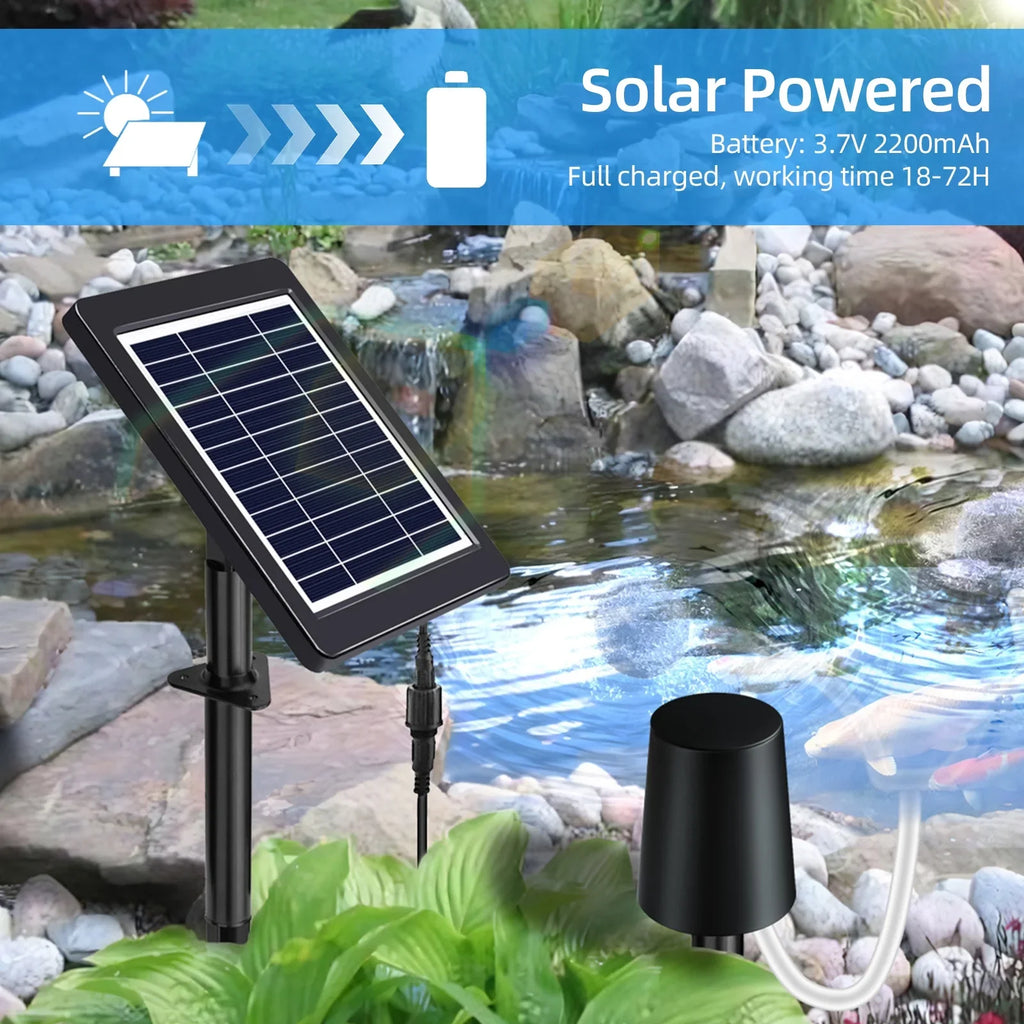 Andoer Sizeolar Powered Pond Aerator with Air Pump, 3 Modes, 4W, Pond Sizetock