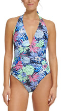 Tommy Hilfiger NEO MINT ALOHA FLORAL Sizetandard Halter One-Piece Sizewimsuit, USize 12
