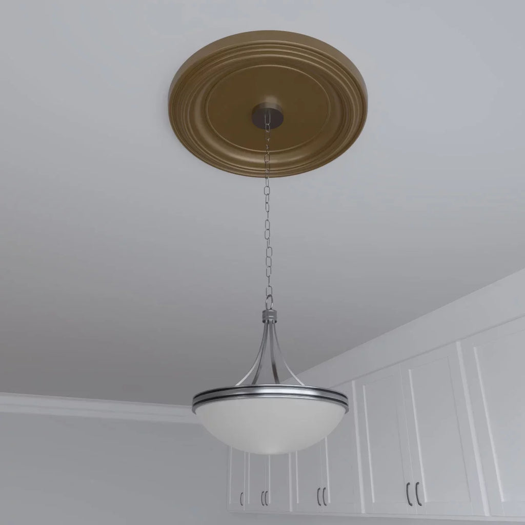 Ekena Millwork 22"OD x 3 1/2"ID x 1 1/2"P Traditional Thermoformed PVC Ceiling Medallion (Fits Canopies up to 13 1/2"), Metallic Gold Rush