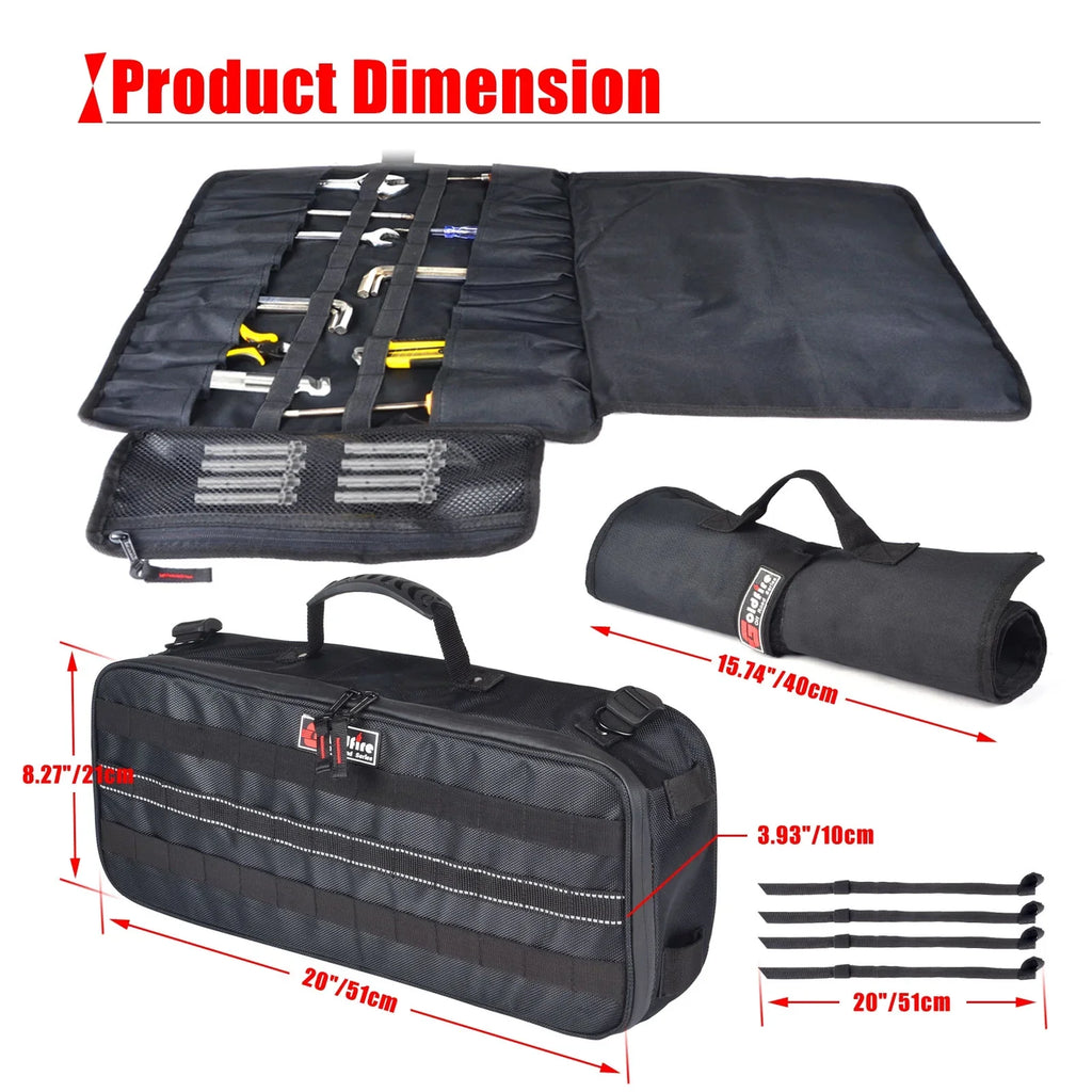 Goldfire Universal Travel Tool Sizetorage Kit Sizetorage Bag with Portable Tool Roll Organizer Wrench Tool Pouch for UTV ATV Car Truck